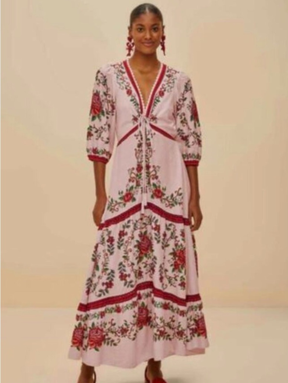FARM RIO Floral Embroidered Linen Viscose Maxi Dress NWOT size XL - Picture 13 of 15